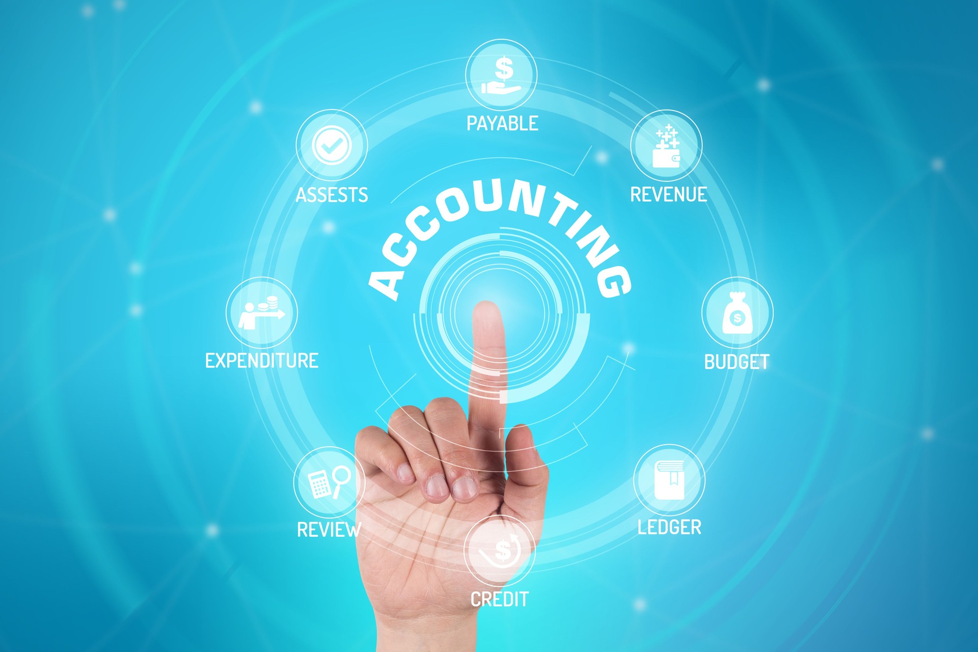 ACCOUNTING TECHNOLOGY COMMUNICATION TOUCHSCREEN FUTURISTIC CONCEPT